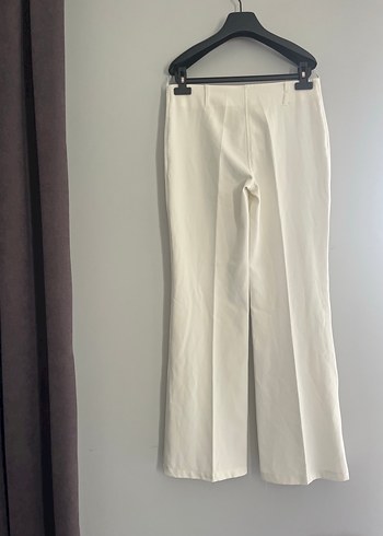 Beyaz şifonKadın Pantolon Midi Boy - Görsel 5