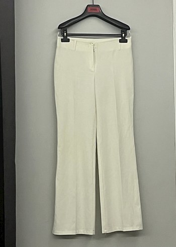 Beyaz şifonKadın Pantolon Midi Boy - Görsel 4