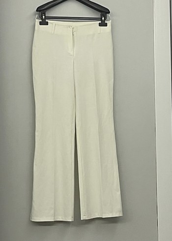 Beyaz şifonKadın Pantolon Midi Boy - Görsel 3