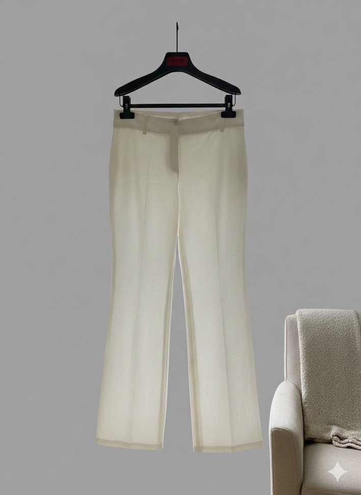 Beyaz şifonKadın Pantolon Midi Boy - Görsel 2