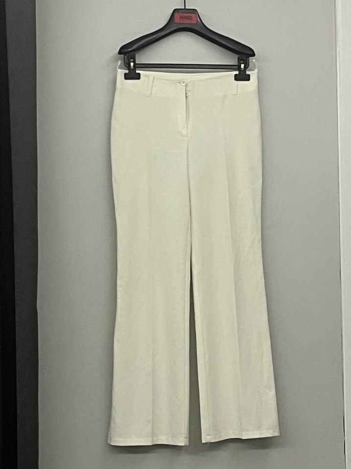 Beyaz şifonKadın Pantolon Midi Boy - Görsel 4