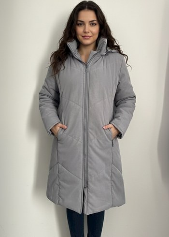 Gri Kadın Midi Kışlık Ceket - Görsel 2