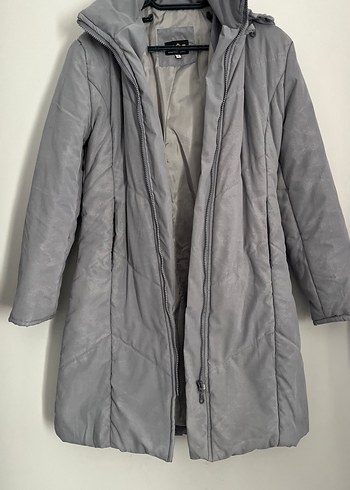 Gri Kadın Midi Kışlık Ceket - Görsel 10