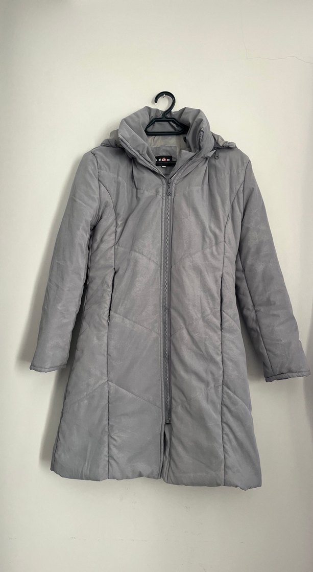 Gri Kadın Midi Kışlık Ceket - Görsel 5