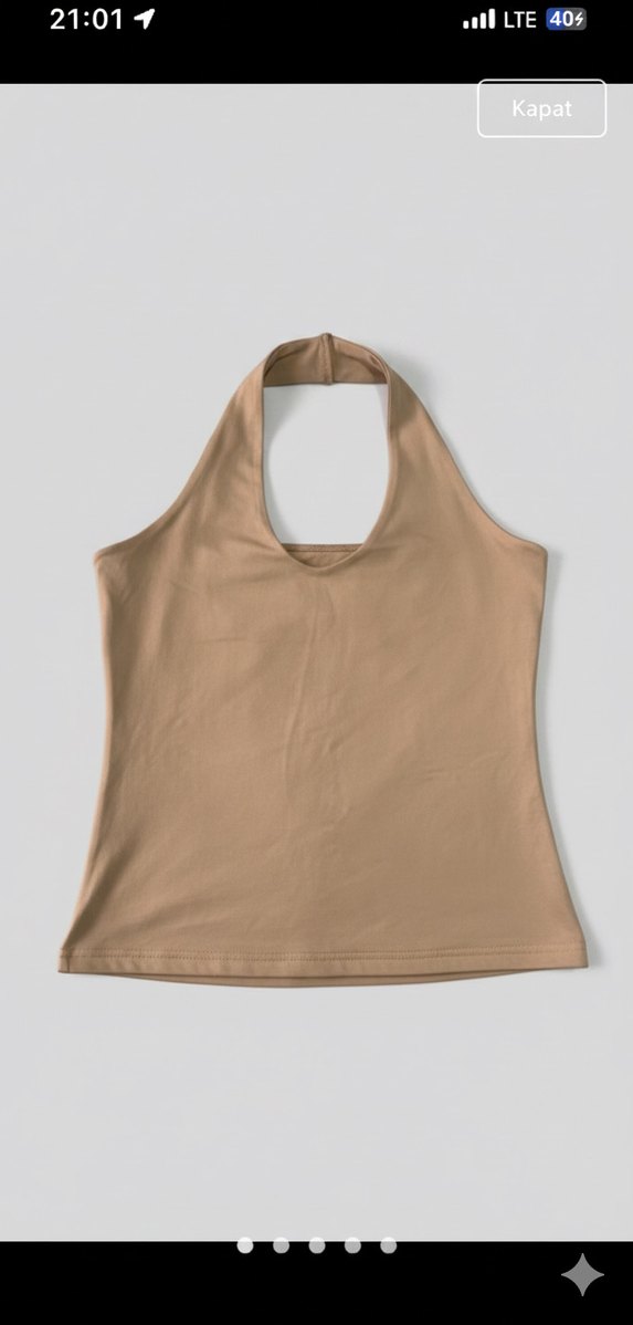 Bej  Halter Yaka Kadın Atlet - Görsel 2