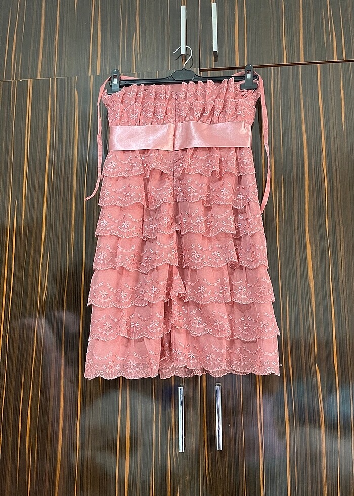 Güpür dantelli pudra abiye elbise sadece bir kere Mezuniyette gi - Görsel 2