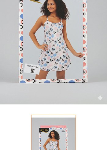 Bej Mini Kadın Kolsuz Gecelik - Görsel 3