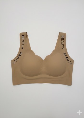 Bej Sporcu Sütyeni BEAUTY Baskılı - Görsel 3