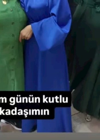 Düğmeli Lacivert Uzun Kadın Elbise
