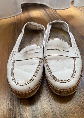 Beyaz Deri kadın Espadril Ayakkabı
