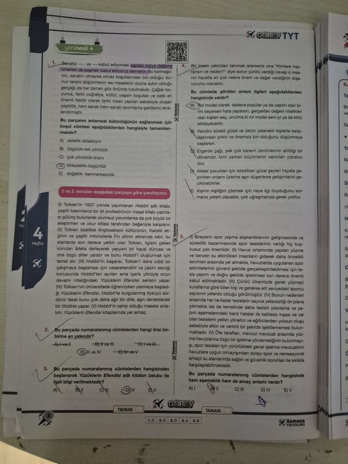 Görev TYT Türkçe 36 Haftalık Çalışma Föyleri - Görsel 2