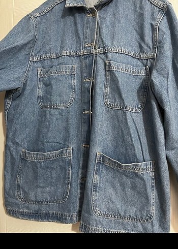 Düğmeli Kadın Mavi Denim Ceket - Görsel 2