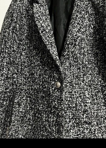 Gri Midi Kadın Ceket, Düğmeli, Normal Kesim - Görsel 2