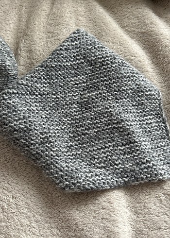 Gri Örgü Kadın Bere ve Boyunluk Seti - Görsel 3