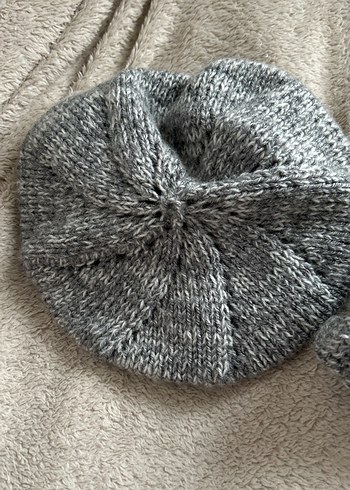 Gri Örgü Kadın Bere ve Boyunluk Seti - Görsel 2