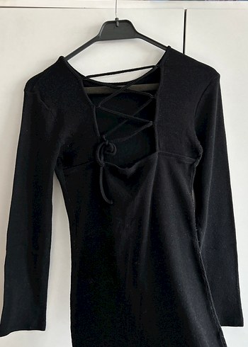 Siyah Uzun Kollu Sırt dekolteli Trendyol Mini Elbise - Görsel 3