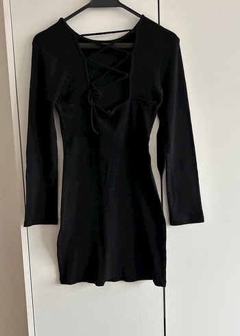 Siyah Uzun Kollu Sırt dekolteli Trendyol Mini Elbise - Görsel 4