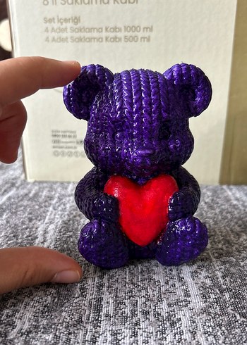 Mor Ayıcık Figürün Kalp Detaylı - Görsel 3