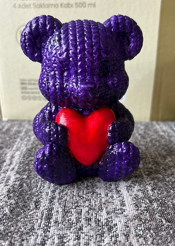 Mor Ayıcık Figürün Kalp Detaylı - Görsel 2