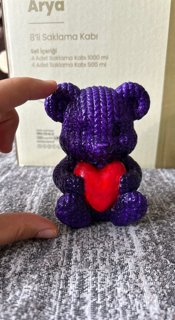 Mor Ayıcık Figürün Kalp Detaylı - Görsel 3