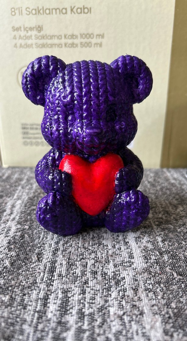 Mor Ayıcık Figürün Kalp Detaylı - Görsel 2