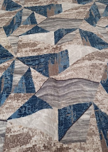 Bohem Soyut Desenli Mavi Gri Halı - Görsel 3