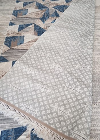 Bohem Soyut Desenli Mavi Gri Halı - Görsel 4