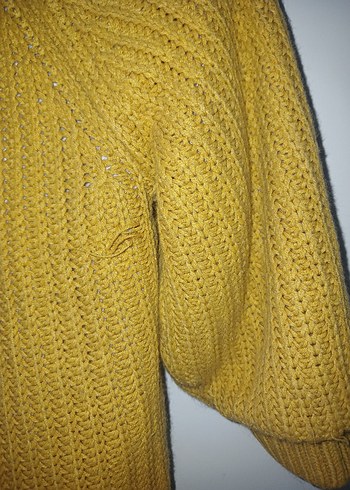 Kapüşonlu Sarı Triko hırka - Görsel 3