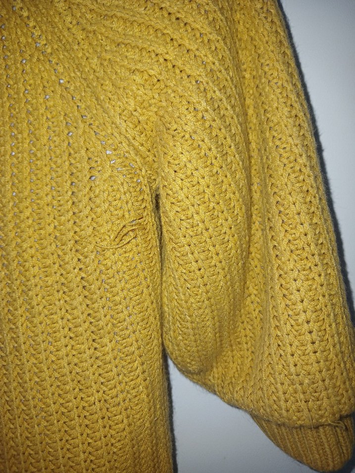 Kapüşonlu Sarı Triko hırka - Görsel 3