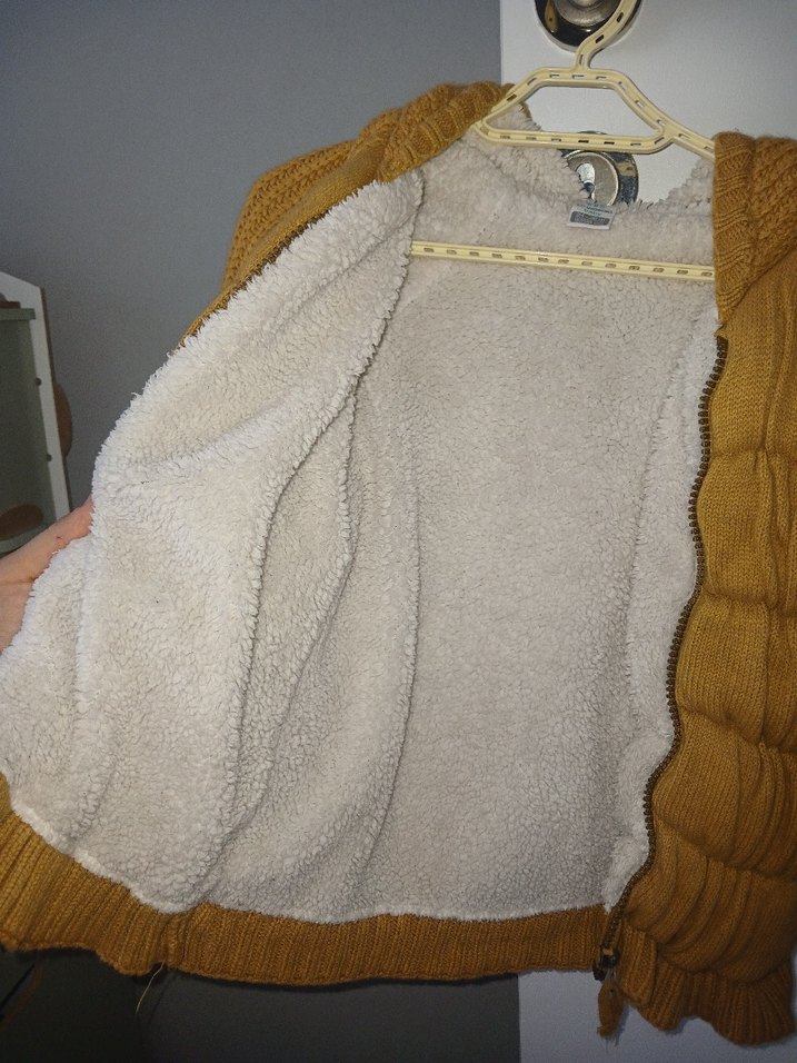 Kapüşonlu Sarı Triko hırka - Görsel 2