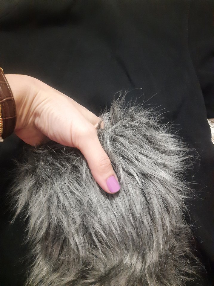 Kürk Detaylı Kadın Koyu Gri Sweatshirt - Görsel 3