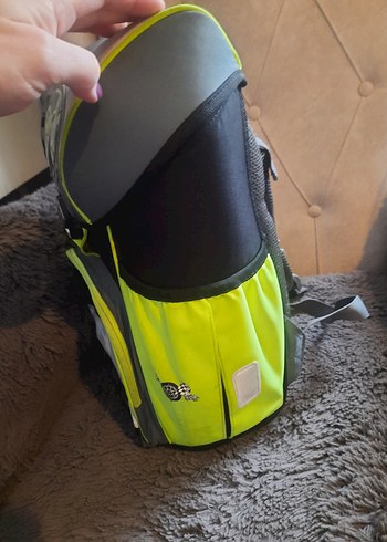 Sarı Gri Çocuk Okul Çantası Araç Desenli - Görsel 3