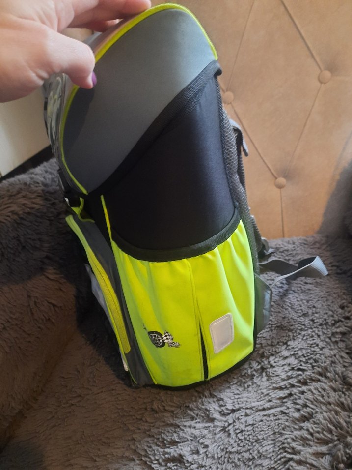 Sarı Gri Çocuk Okul Çantası Araç Desenli - Görsel 3