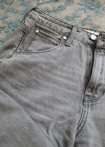 Gri Bol Kesim Kadın Kot Pantolon - Görsel 3