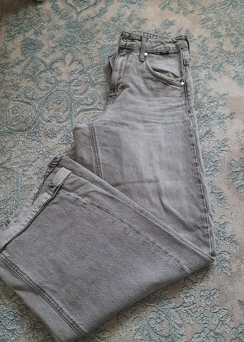 Gri Bol Kesim Kadın Kot Pantolon - Görsel 7