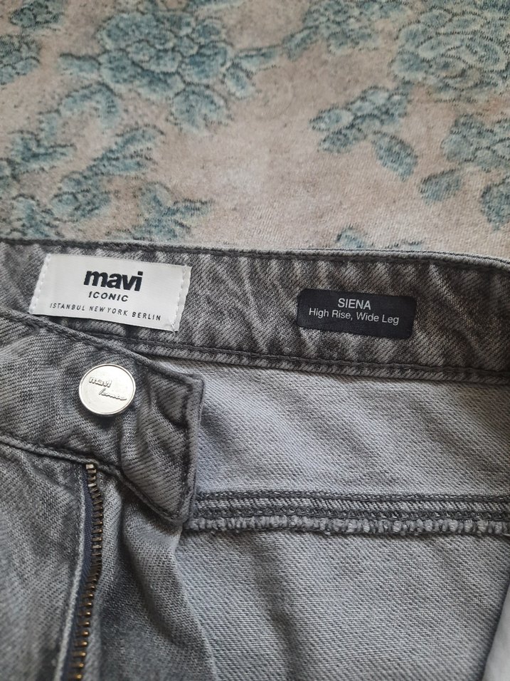 Gri Bol Kesim Kadın Kot Pantolon - Görsel 5