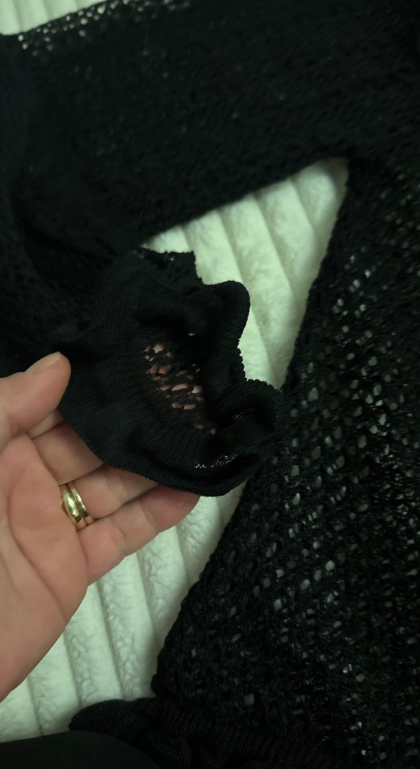 Siyah Örgü uzun Kollu Kadın Bluz - Görsel 3