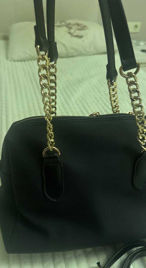 Zincir Detaylı Siyah Deri Kadın Çanta - Görsel 3