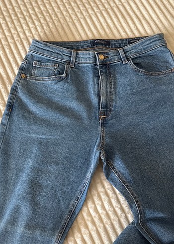 Gri Tokalı Mavi Kadın Denim Pantolon - Görsel 5