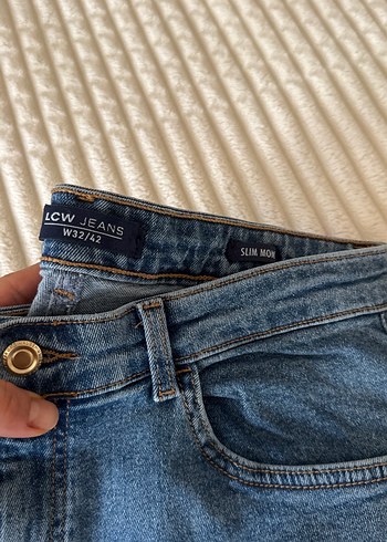 Gri Tokalı Mavi Kadın Denim Pantolon - Görsel 2