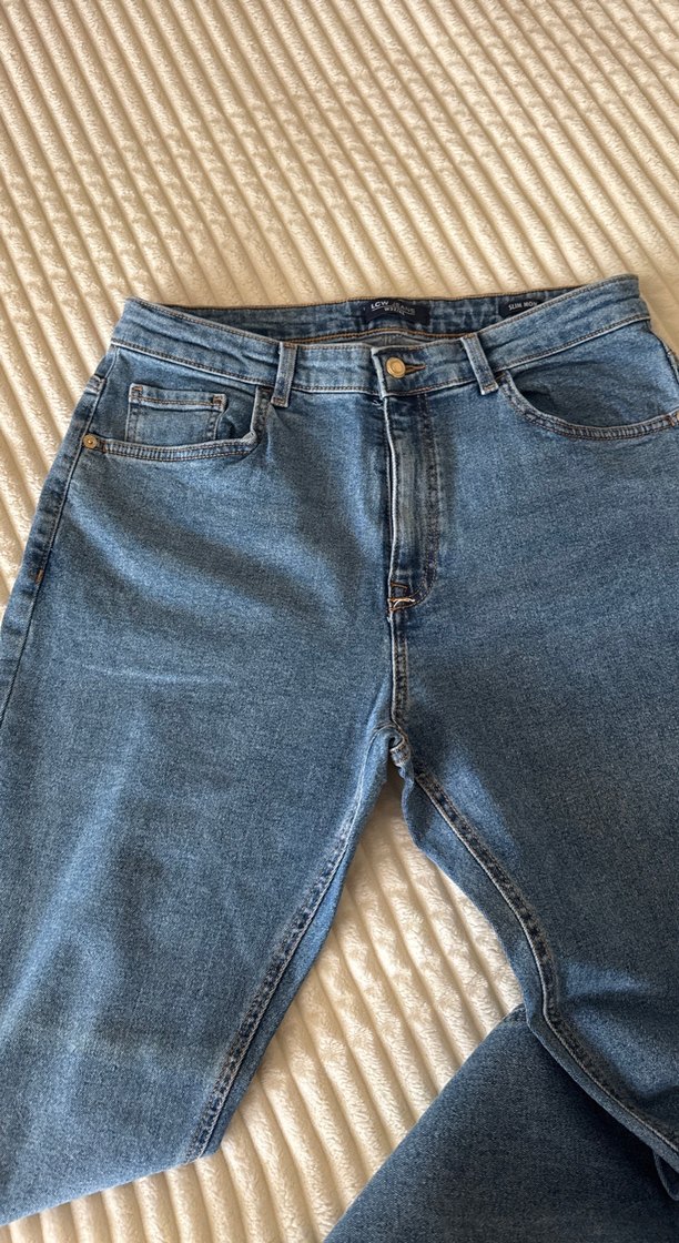 Gri Tokalı Mavi Kadın Denim Pantolon - Görsel 5