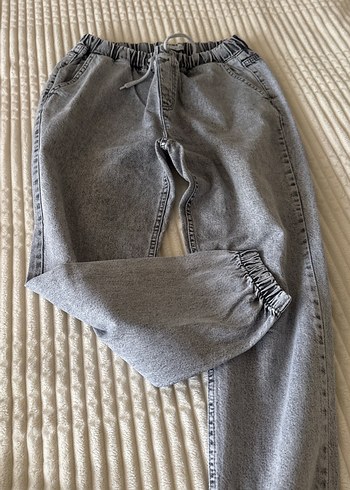 Gri Loose Fit Kadın Denim Pantolon - Görsel 2