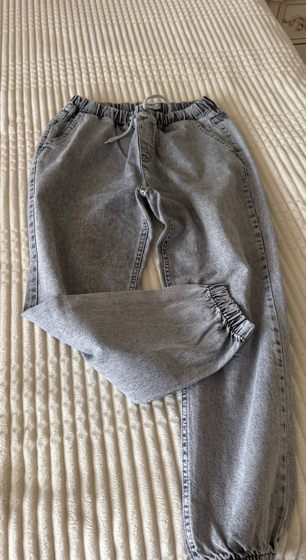 Gri Loose Fit Kadın Denim Pantolon - Görsel 2