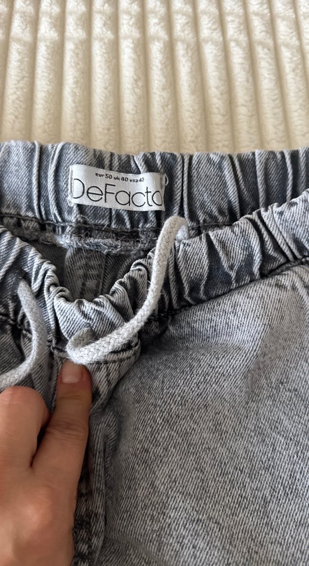 Gri Loose Fit Kadın Denim Pantolon - Görsel 3