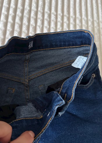 Kadın Parlak Lacivert Kemerli Denim Pantolon - Görsel 3