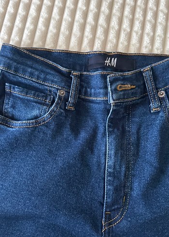 Kadın Parlak Lacivert Kemerli Denim Pantolon - Görsel 2