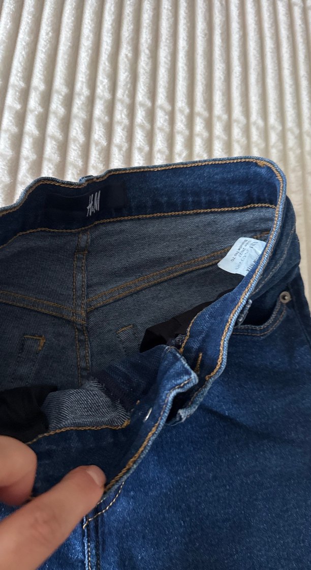 Kadın Parlak Lacivert Kemerli Denim Pantolon - Görsel 3