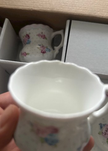 Pastel Çiçek Desenli 6'lı Porselen Kahve Fincanı Seti - Görsel 5