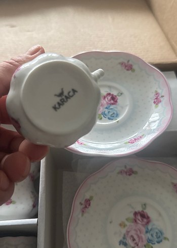 Pastel Çiçek Desenli 6'lı Porselen Kahve Fincanı Seti - Görsel 3