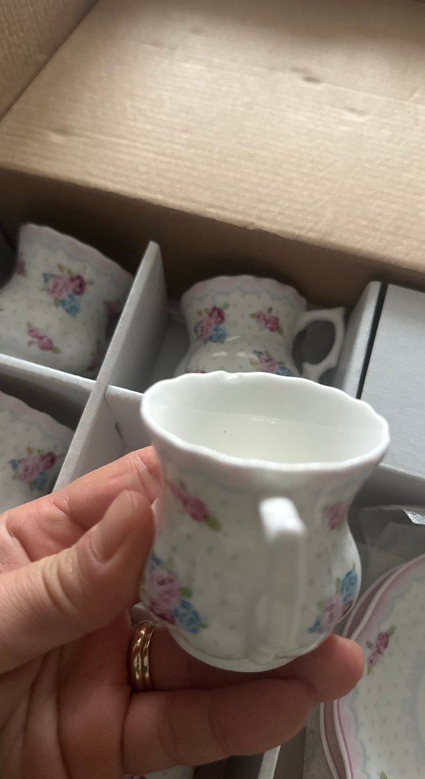 Pastel Çiçek Desenli 6'lı Porselen Kahve Fincanı Seti - Görsel 4